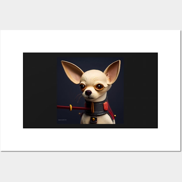 Chihuahua dressed as a samurai Wall Art by Studiowatermars